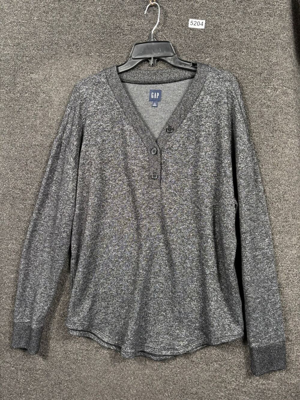 Gap Sweater Womens Size L Tall Long Sleeve Henley Gray Super Soft